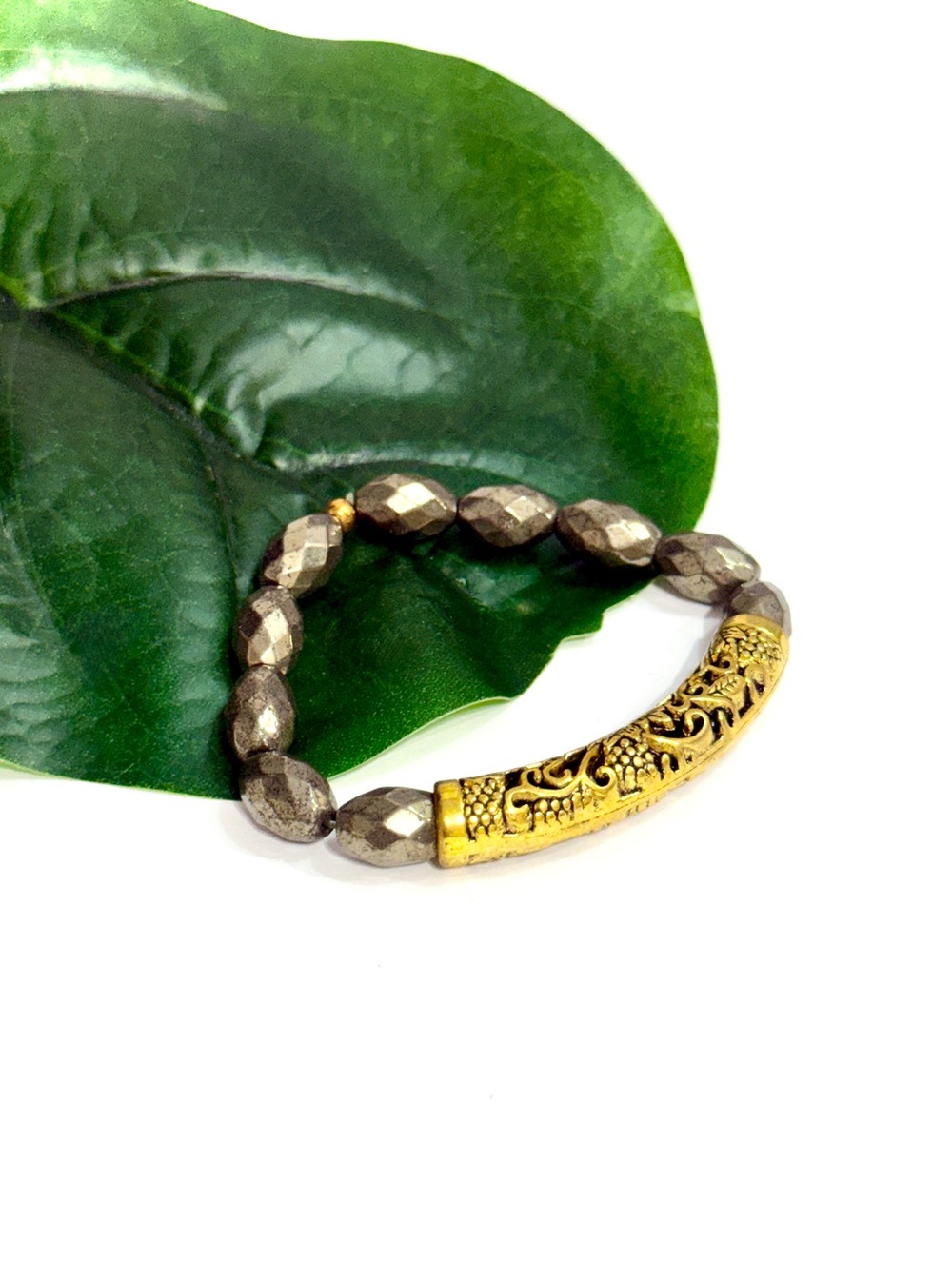 Gemelli Tribal Bar Mixed Metal Stretch Bracelet